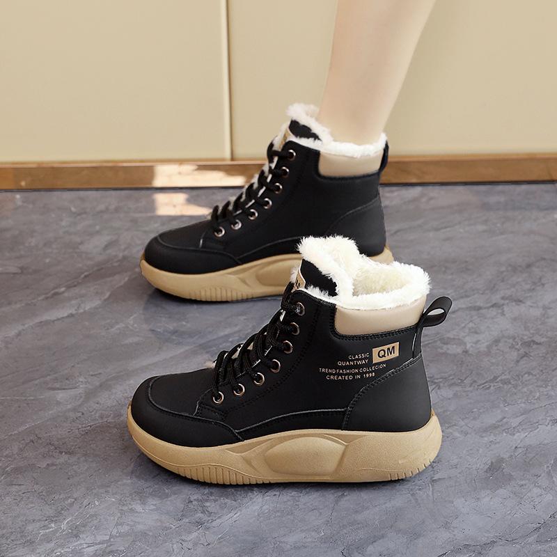 High-top velvet sports women's cotton boots autumn and winter new versatile thickened warm cotton shoes non-slip