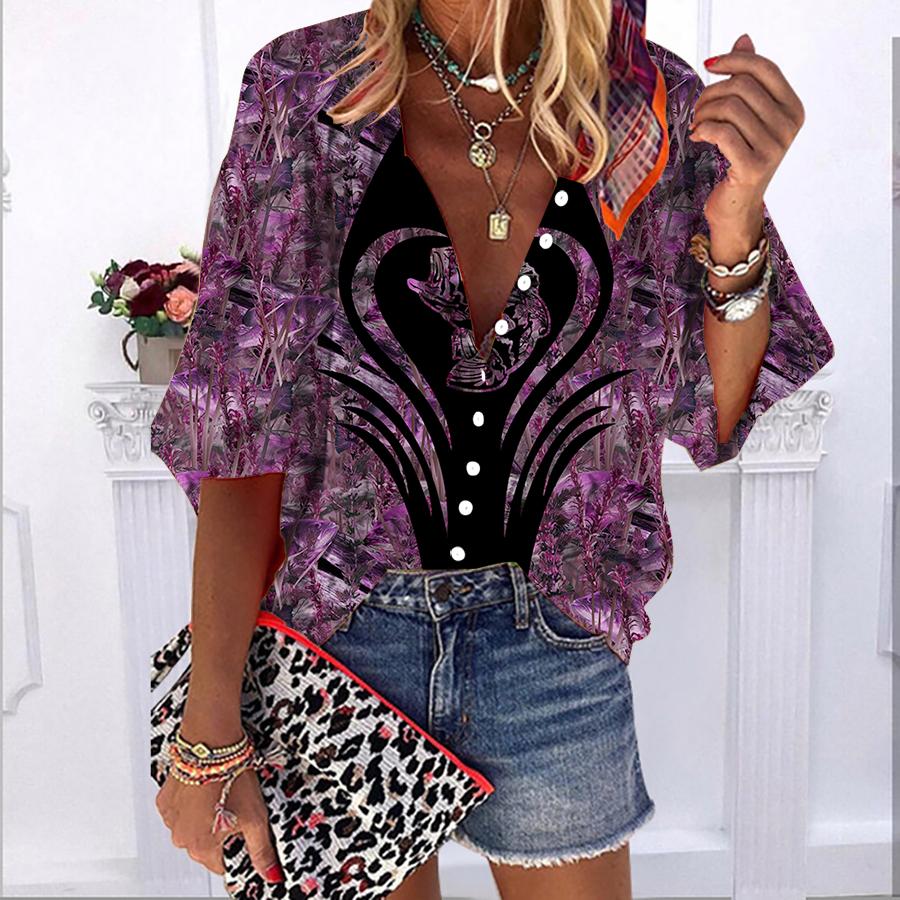 

Лето-осень 2023, новые модные женские топы с принтом «люблю рыбу», повседневная рубашка с короткими рукавами и короткими рукавами больших размеров, рубашка на пуговицах с объемными рукавами 6XL розовый