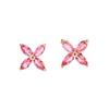 New Product Simple Gold-plated Stone-inlaid Red Flower Stud Earrings Temperament Korean Version Sweet and Elegant Earrings Earrings Lady Style