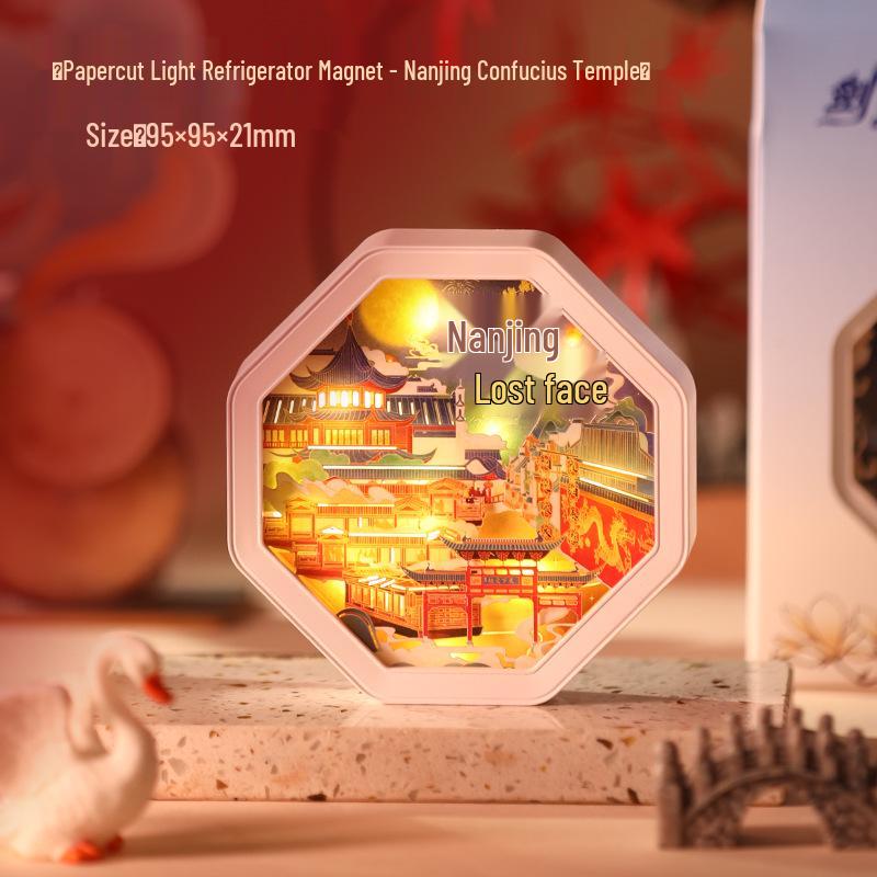 Guochao Paper Sculpture Fridge Magnet Souvenirs for Tourist Attractions