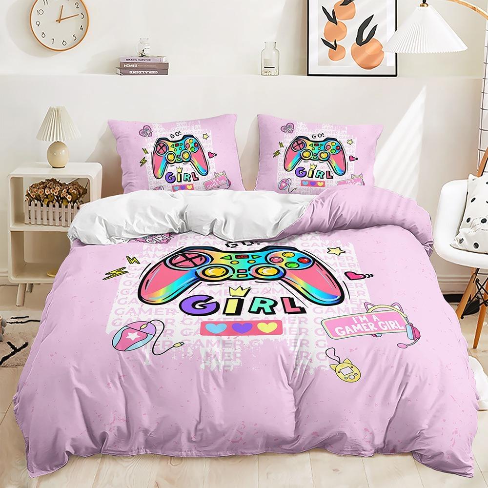 3D Game Controller Pattern Duvet Cover Pillowcase Bedding Black Bedding Set Adult Teen Single Double Queen Size Gift