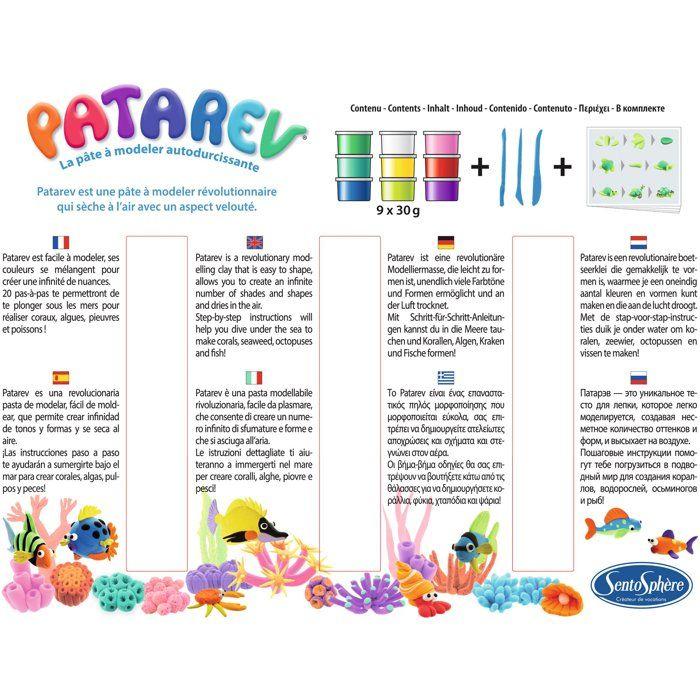 Pate a modeler autodurcissante - SENTOSPHERE - Patarev - Fonds Marins - Différentes Couleurs - 9 couleurs - Des 7 ans