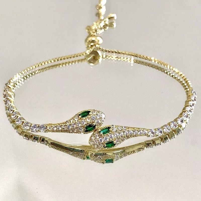 The New Spirit Snake Flash Diamond Bracelet Has a Sense of Design, Niche Temperament, Simple High-value and Versatile Retro Bracelet.