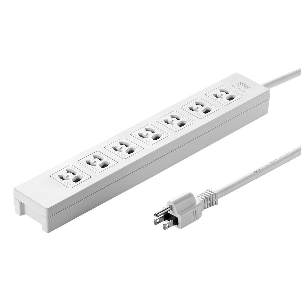 Sanwa Supply Power Strip, Lightning Guard, 3-Pin, 7 Outlets, 3m, TAP-F37-3R