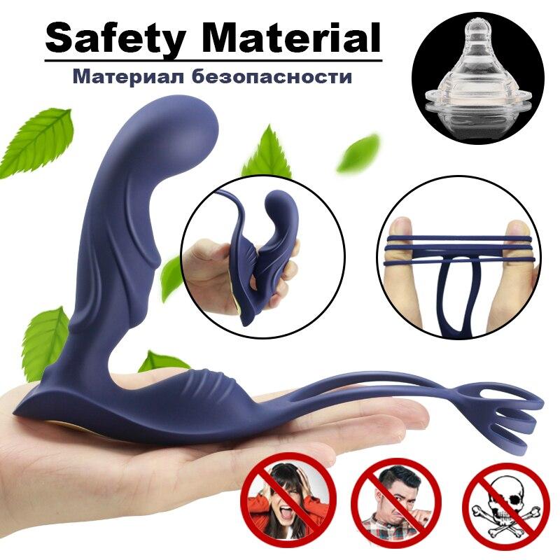 Männlicher Prostata-Massage-Vibrator, Butt-Plug, Silikon-Stimulationsring, Vibrator, verzögerte Ejakulation, männliches Sexspielzeug