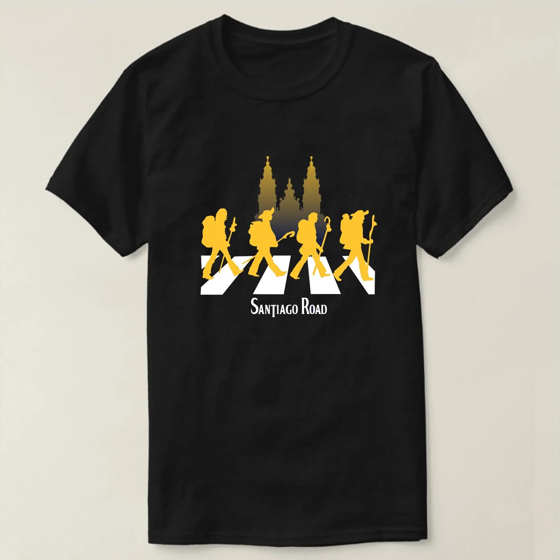 Funny Abbey Road Inspiration Santiago Road Short Sleeve Cheavyweight streetwear Mens shirt Size S-5XL Casual 100% Cotton O-Neck 4XL