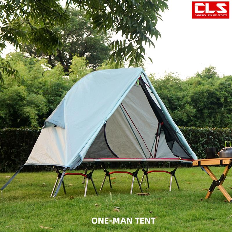 Single Person Off-Ground Camping Tent Bed with Mosquito Net, Windproof & UV Resistant