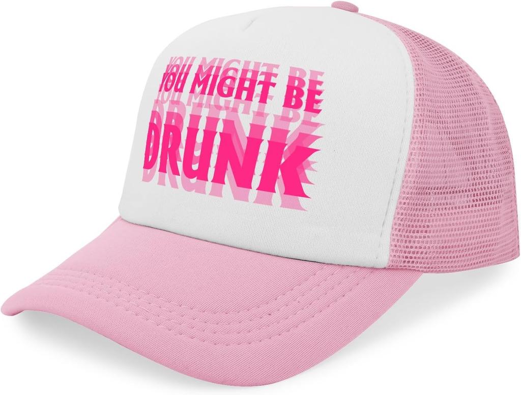 You Might Be Drunk Graphic Trucker Hat Polyester Mesh Snapback Cap Casual Adjustable Baseball Hat for Adults