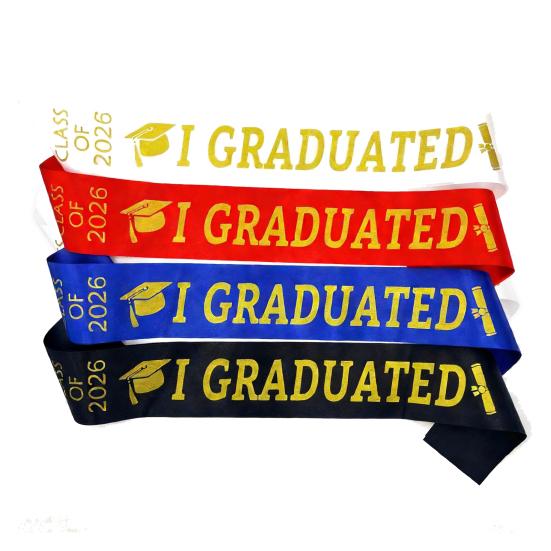 Graduation Ribbon Letter Print Adjustable Length Class of 2026 Celebration Ribbon Ceremony Outfit Accessory