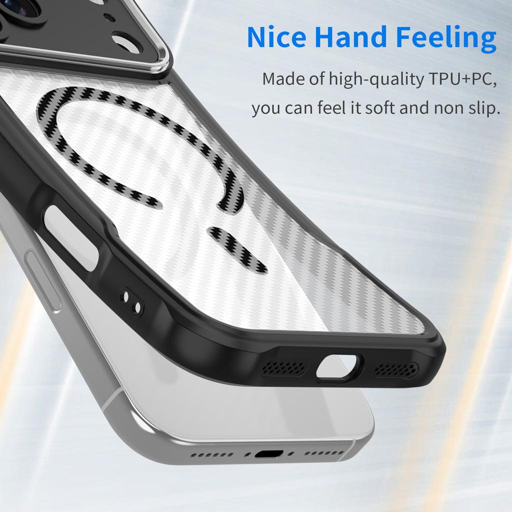 For iPhone 17 Pro Case Compatible with MagSafe Hybrid Phone Cover Carbon Fiber