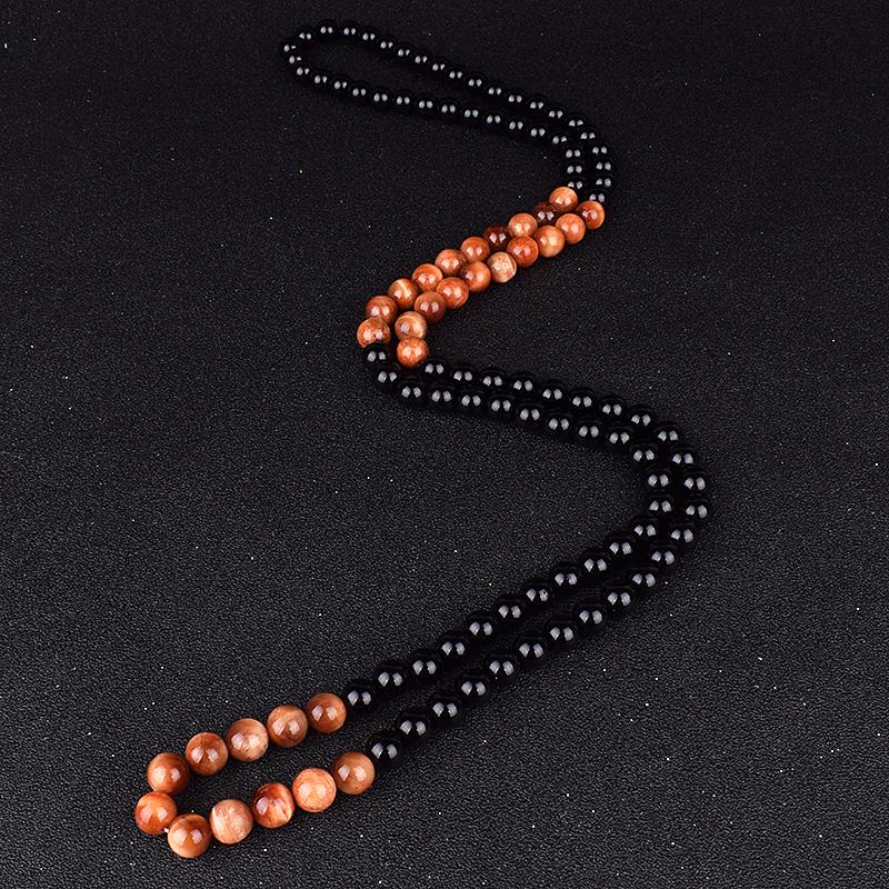 Natural Royal Blue Tiger Eye Beads Necklaces Women Fashion Obsidian Necklace Men Natural Onyxs Yoga Prayer Jewelry Collier Homme