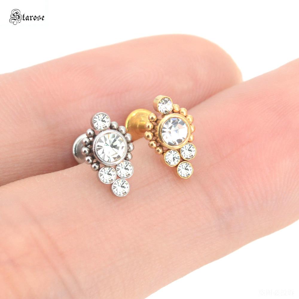 1Pc 1.2x6/8mm G23 Titanium Base Stainless Steel Studs Lip Labret Piercing Nose Helix Piercing Conch Tragus Earrings Flat End