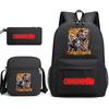 Chainsaw Man Print Student Backpack Set with Crossbody Bag and Pencil Pouch for Boys Girls Daily Use