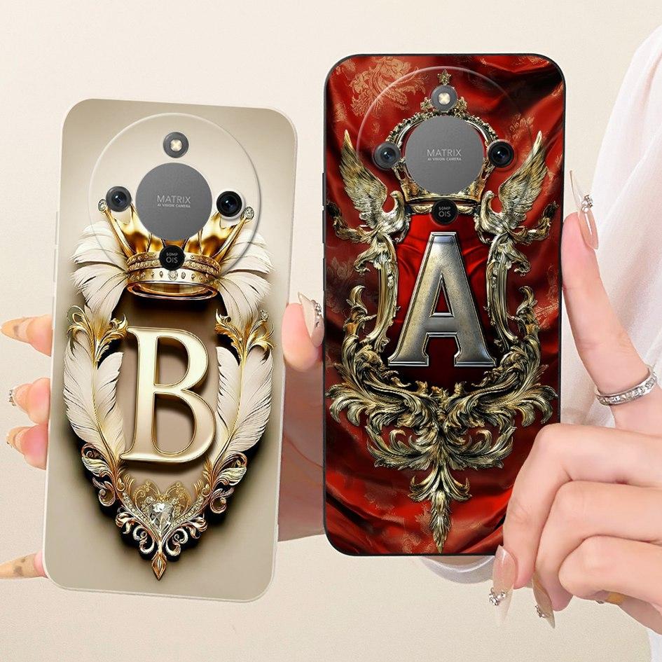 For Honor X9d Case MTN-NX1 Shockproof Cover Luxury Initial Letters Crown Soft Silicone Back Shell For HonorX9D Magic 8 Lite Capa