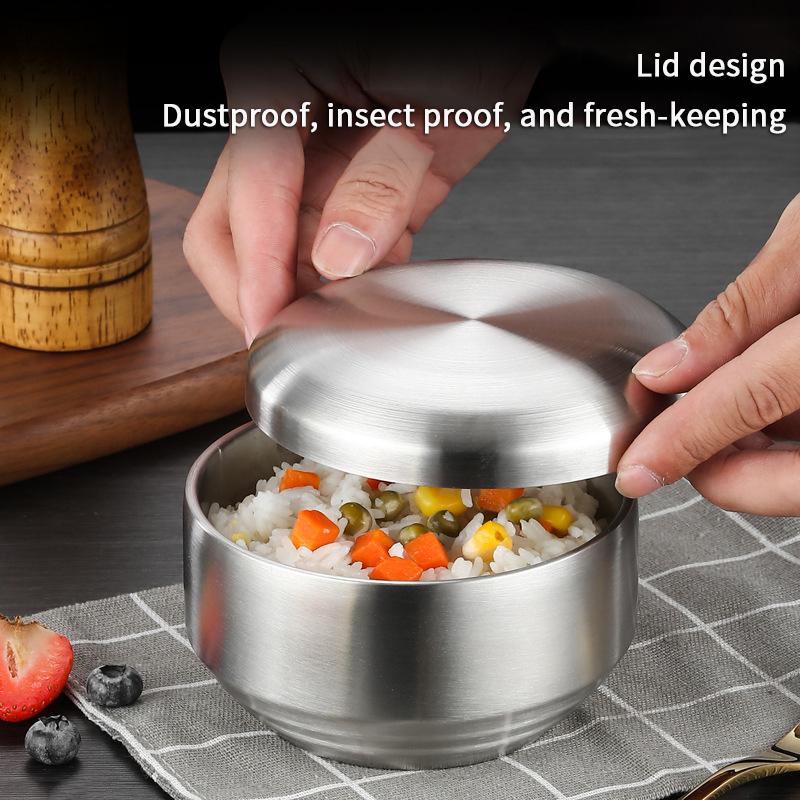 Korean Style 304 Double-layer Thick Durable Stainless Steel Rice Bowl Soup Rice Bowl Cuisine Home Child Small Bowl Cuisine