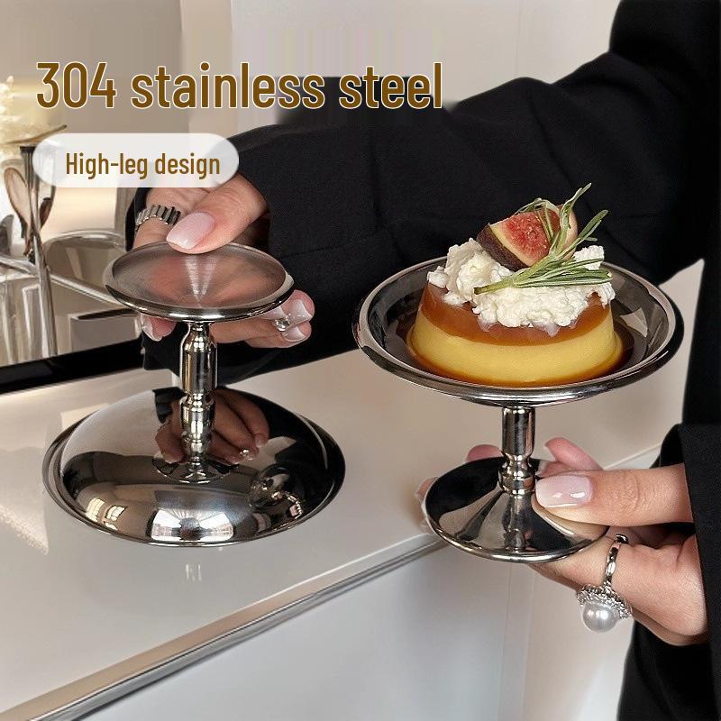 European Stainless Steel High-Foot Dessert Cup for Ice Cream and Pudding