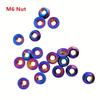 M6 Stainless Steel Hex Nuts, Flanged Locknut, Partially Threaded, for Motorcycle and Electric Vehicle Modification, Blue and Yellow Design