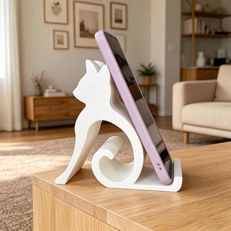 3D Printed Cat-shaped Phone Stand, Pet Desktop Ornament, Cat-shaped Phone Holder