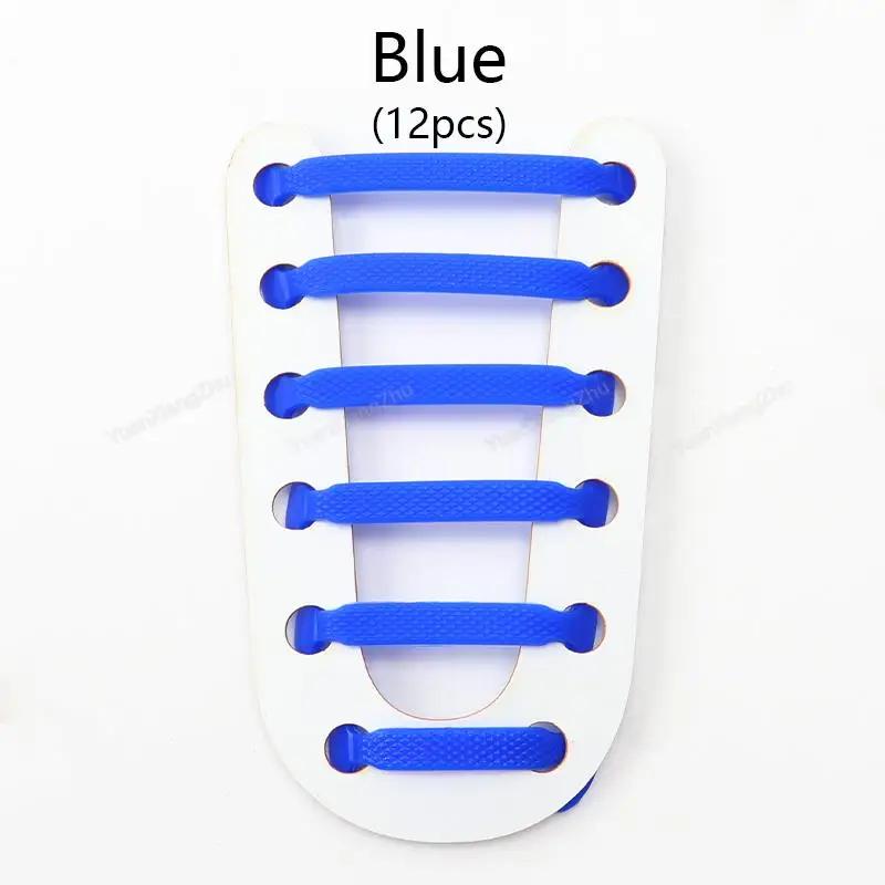 12Pcs Stretch Silicone Shoelaces No Tie Shoe Laces Elastic Laces Sneakers Kids Adult Rubber Shoelace One Size Fits All Shoes