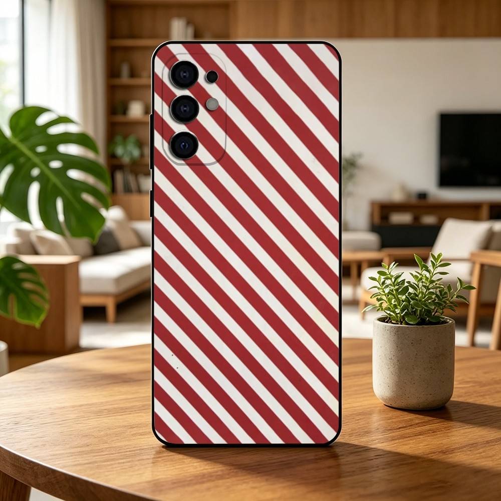 Burgundy White Stripe pattern  Phone Case For Samsung S25,S24,S21,S22,S23,S30,Ultra,S20,Plus,Fe,Lite,Note,10,Black Cover