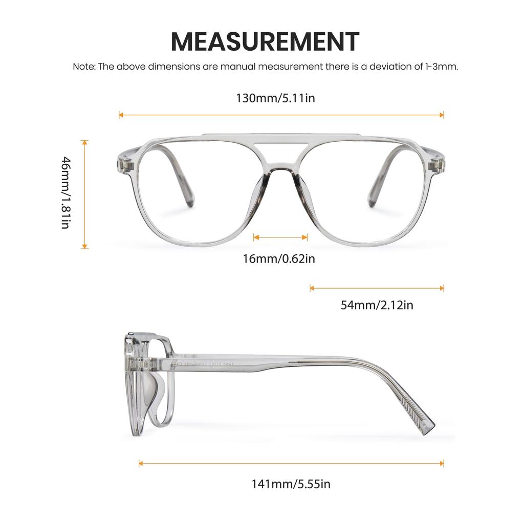 Fashion Blue Light Blocking UV Lightweight 8196 [Cyxus] Glasses, Glasses, Non-Prescription, Protection, Design, Stylish, Unisex, (Clear Gray)