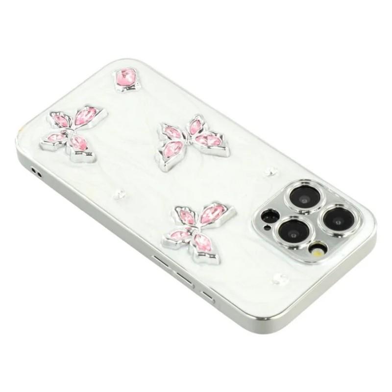 For iPhone 14 Pro Case WANLONFENG Electroplated Epoxy TPU+Acrylic Phone Cover with Tempered Glass