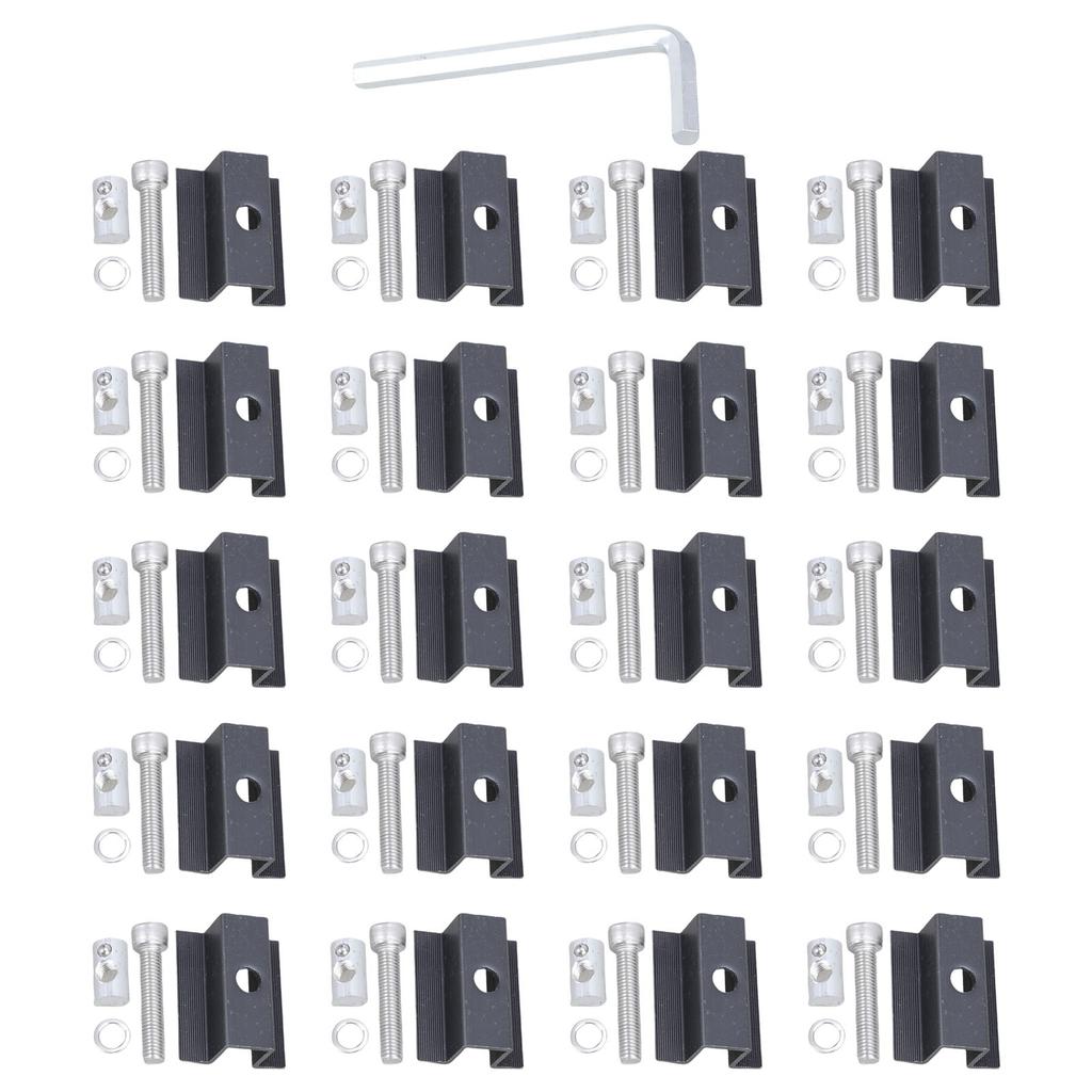 Pack of 20 Solars Panel Mounting Clamps Set Brackets With Screws Accessory for Balconies Power Stations Roof Camping