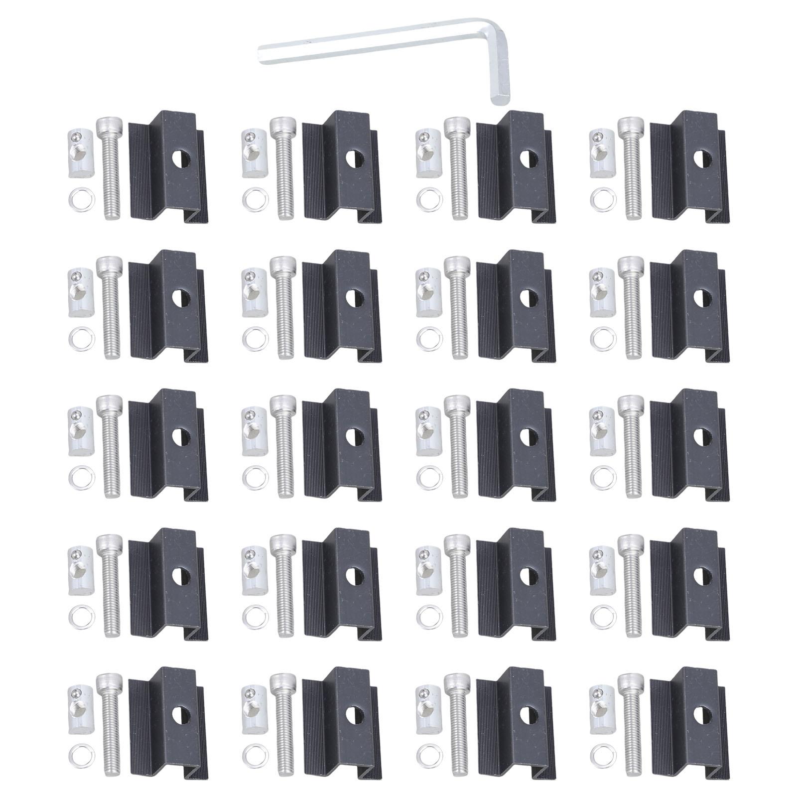 

Solars Panel Mounting Brackets 20Pcs Clamps Set Sturdy Aluminum Alloy Edges Clamps for Roof Motorhome Camping Setups D