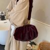 Yogodlns Fashionable Wrinkled Cloud Bag Soft Faux Fur Small Shoulder Bags for Women Winter Trend Handbags Crossbody Bag