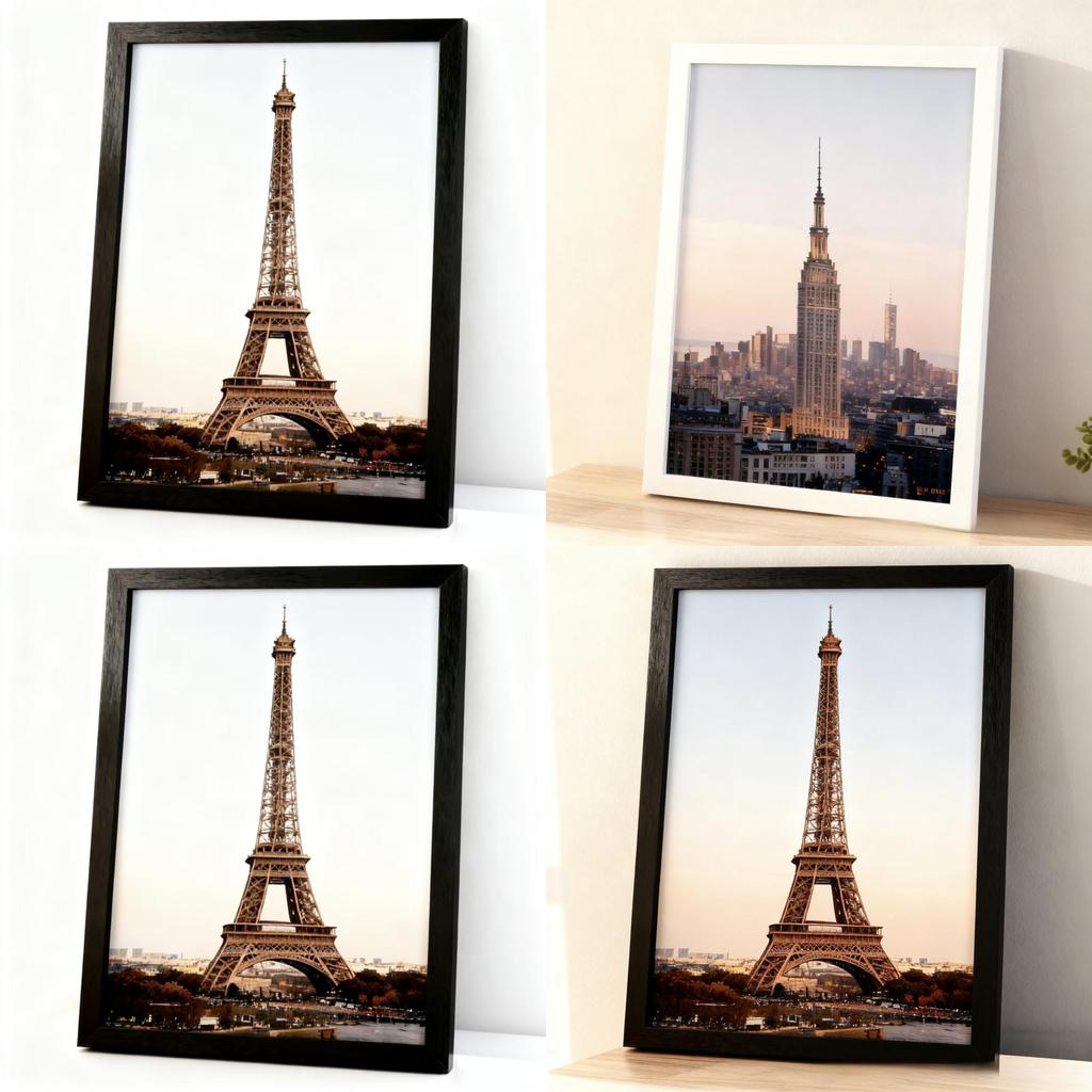 Stor Träbildram Med Elegant Finish För Vardagsrumsväggkonst