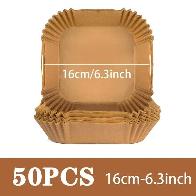 50/100Pcs Air Fryer Disposable Paper Square Round Baking Paper Barbecue Plate NonStick Mat Kitchen Oven Oil Absorbing Paper Tool