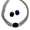 French Vintage Necklace Stud Earrings Set With Diamonds Elegant Clavicle Chain Handwoven Jewelry Women