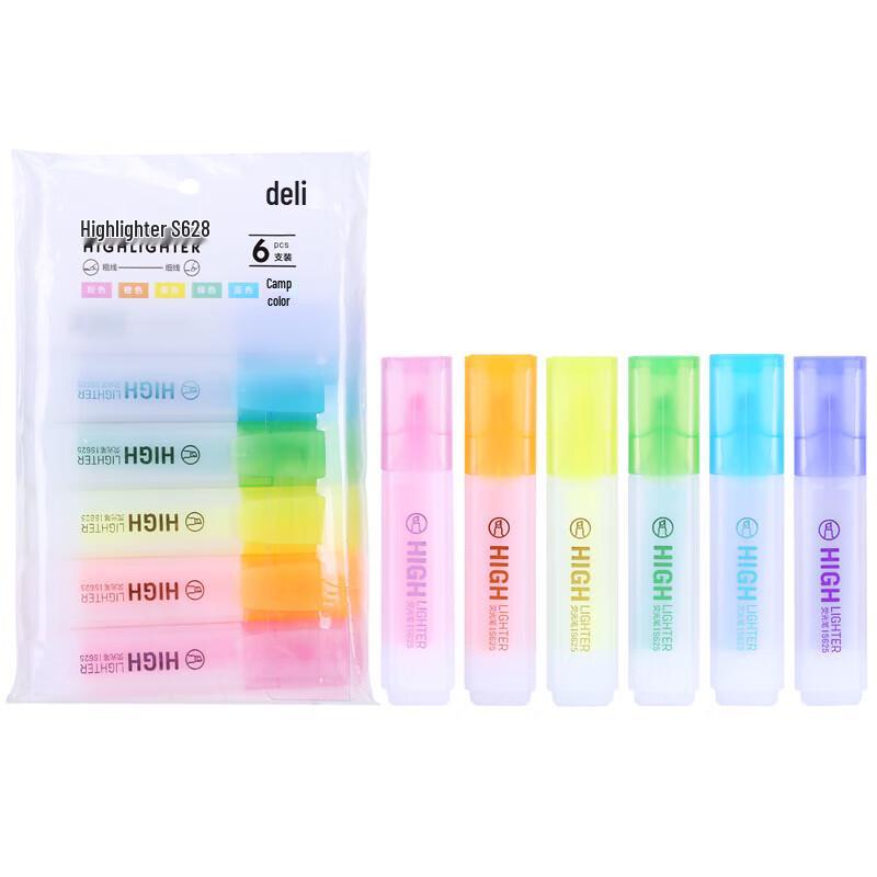 Deli S628 6-Color Water-Based Highlighter Set