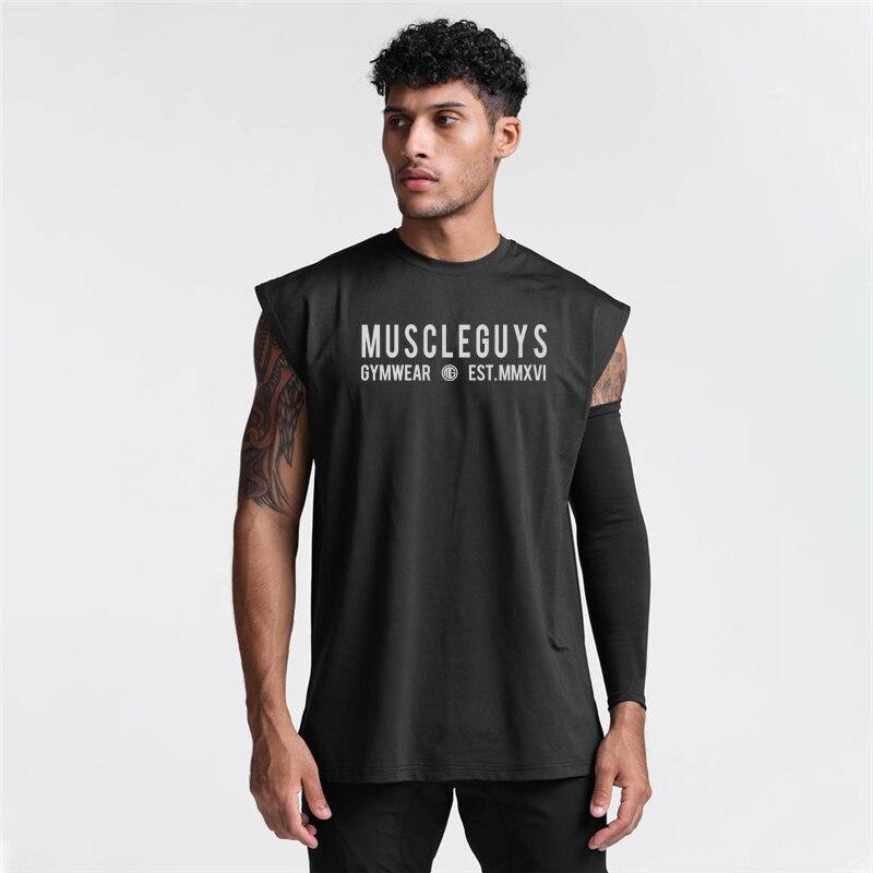 

Muscleguys High Street Повседневный спортивный жилет без рукавов Мужская свободная футболка для фитнеса и тренировок XXL