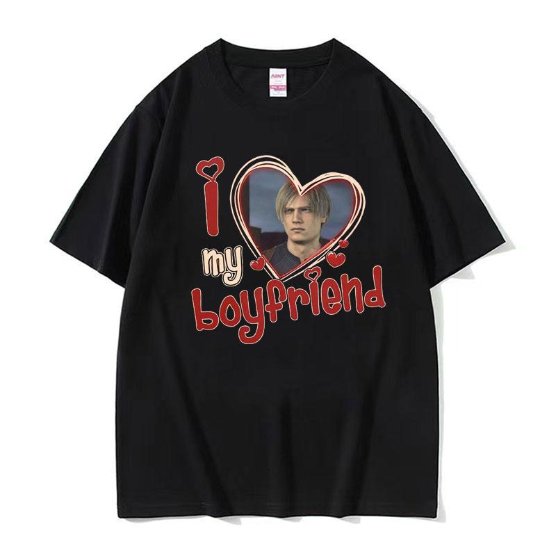 I Heart Leon Kennedy Potisk Trička Pánské Dámské Oblečení Móda Vintage Tričko Pánské Oversized Bavlna Krátký Rukáv Tričko Top