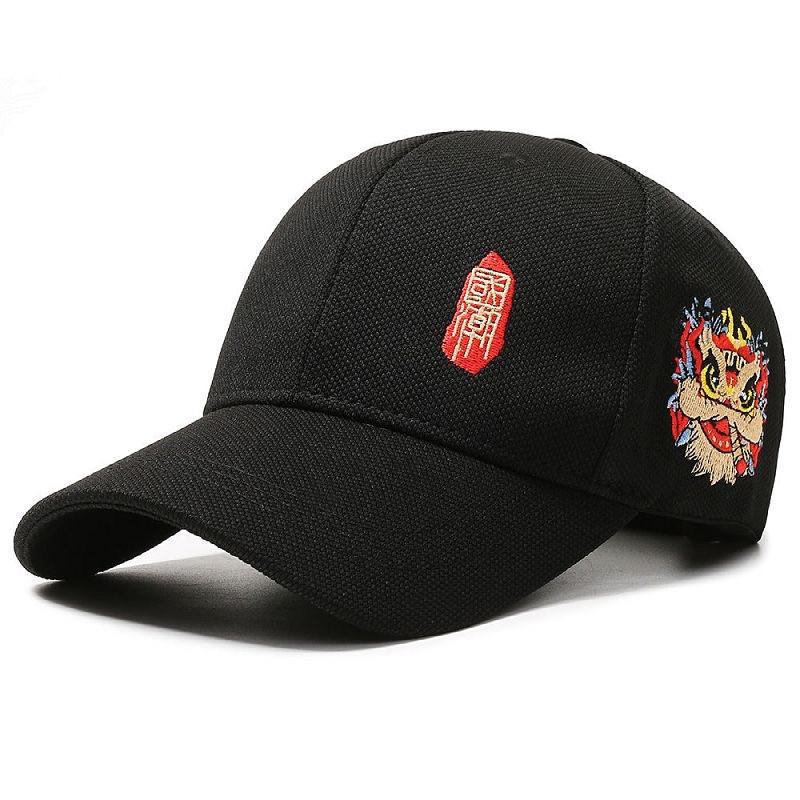 Peaked Cap Men's National Tide Lion Dance Embroidery Baseball Cap Women's National Tide Brand Hip Hop Spring and Autumn Summer New