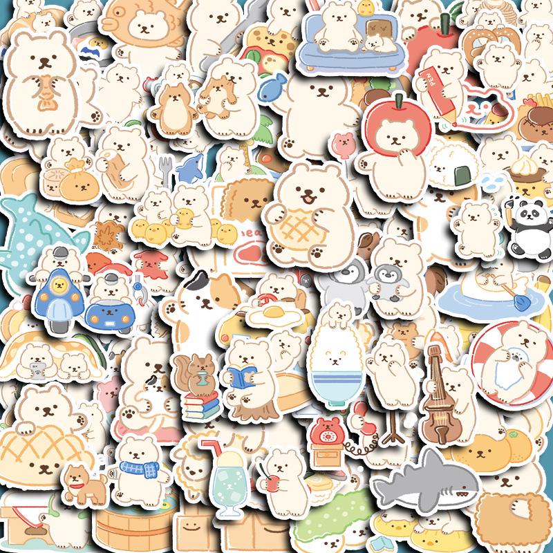 Стикеры-планеры «Счастливый Медведь» - 100 Больших Милых Листов для Чехлов Телефонов и Багажа