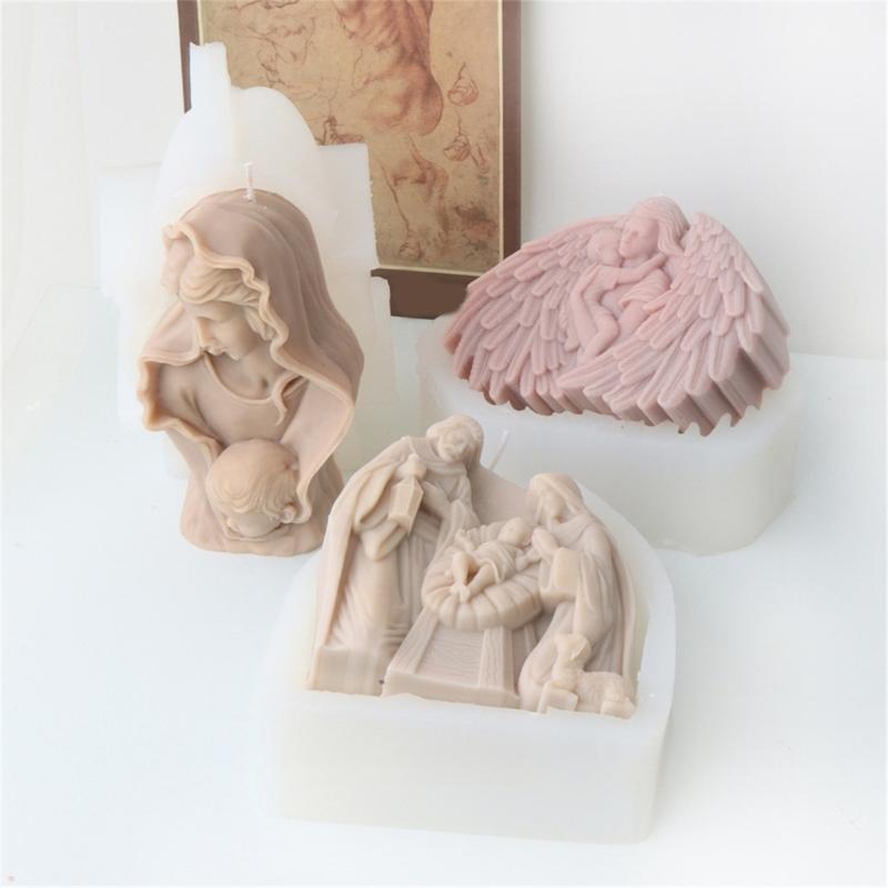 Resin Mold Silicone Texture with Prayer Pattern Candle Moulds for Table and Bedroom for Crafting Unique Table Decors