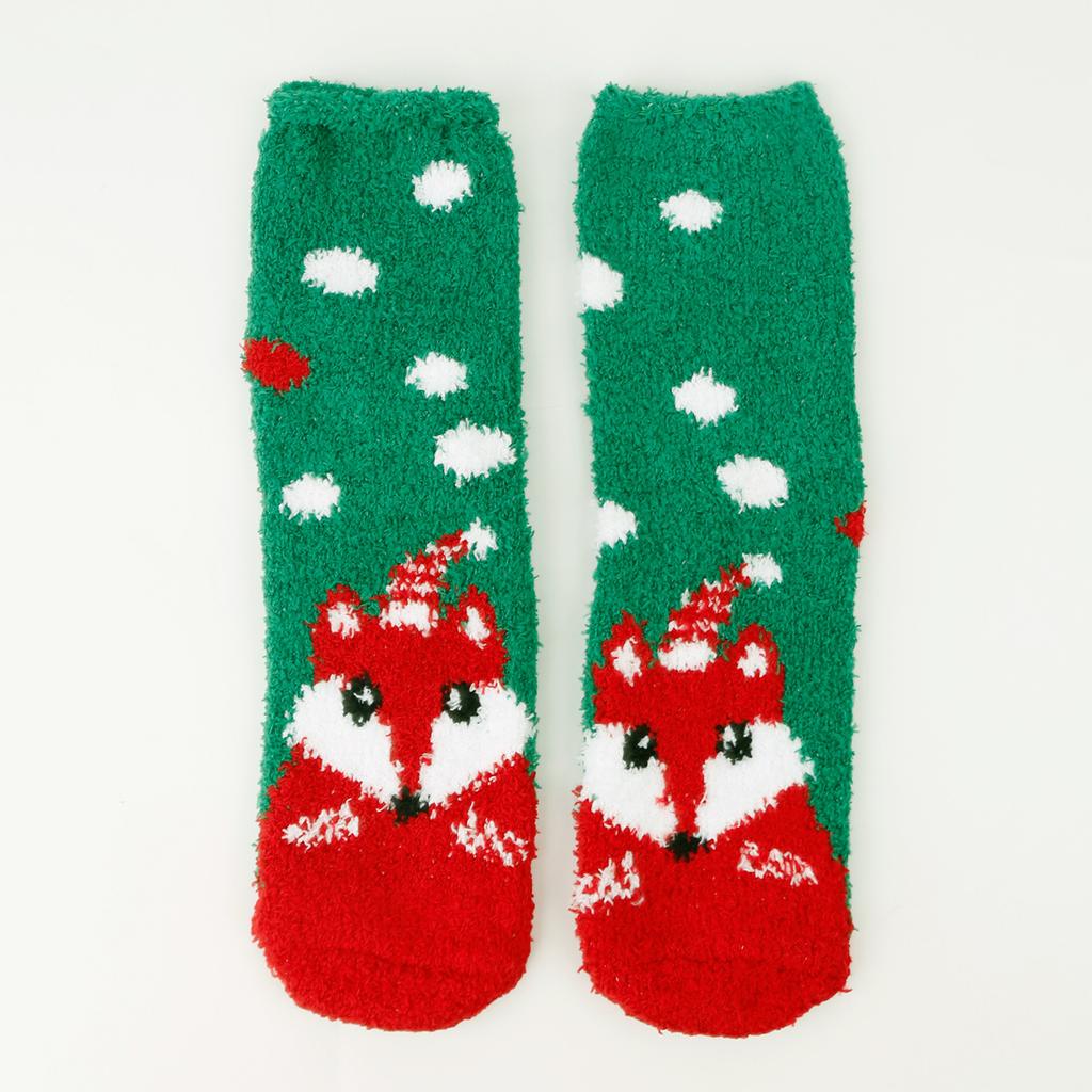 Ladies' Christmas Socks Coral Velvet Socks Cartoon Elk Half Velvet Socks Sleep Floor Socks