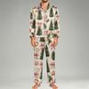 Herren Langarm Button-Down Pyjama-Set, 2-teilige Nachtwäsche Loungewear mit Hose für Zuhause und Schlafenszeit