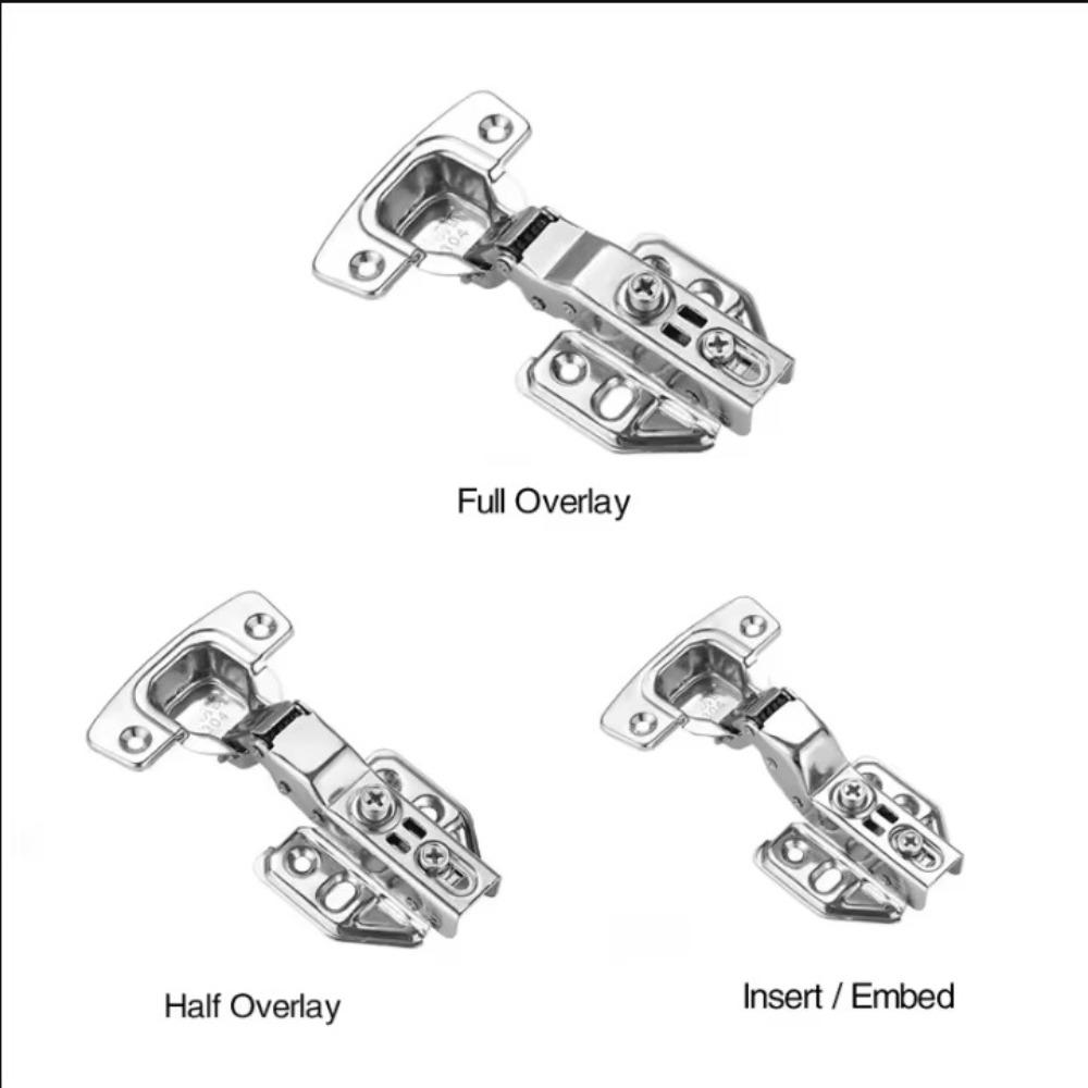 Stainless Steel Cabinet Door Hinges Soft Close Quiet with Screws Concealed Hinges Wardrobe Door Furniture