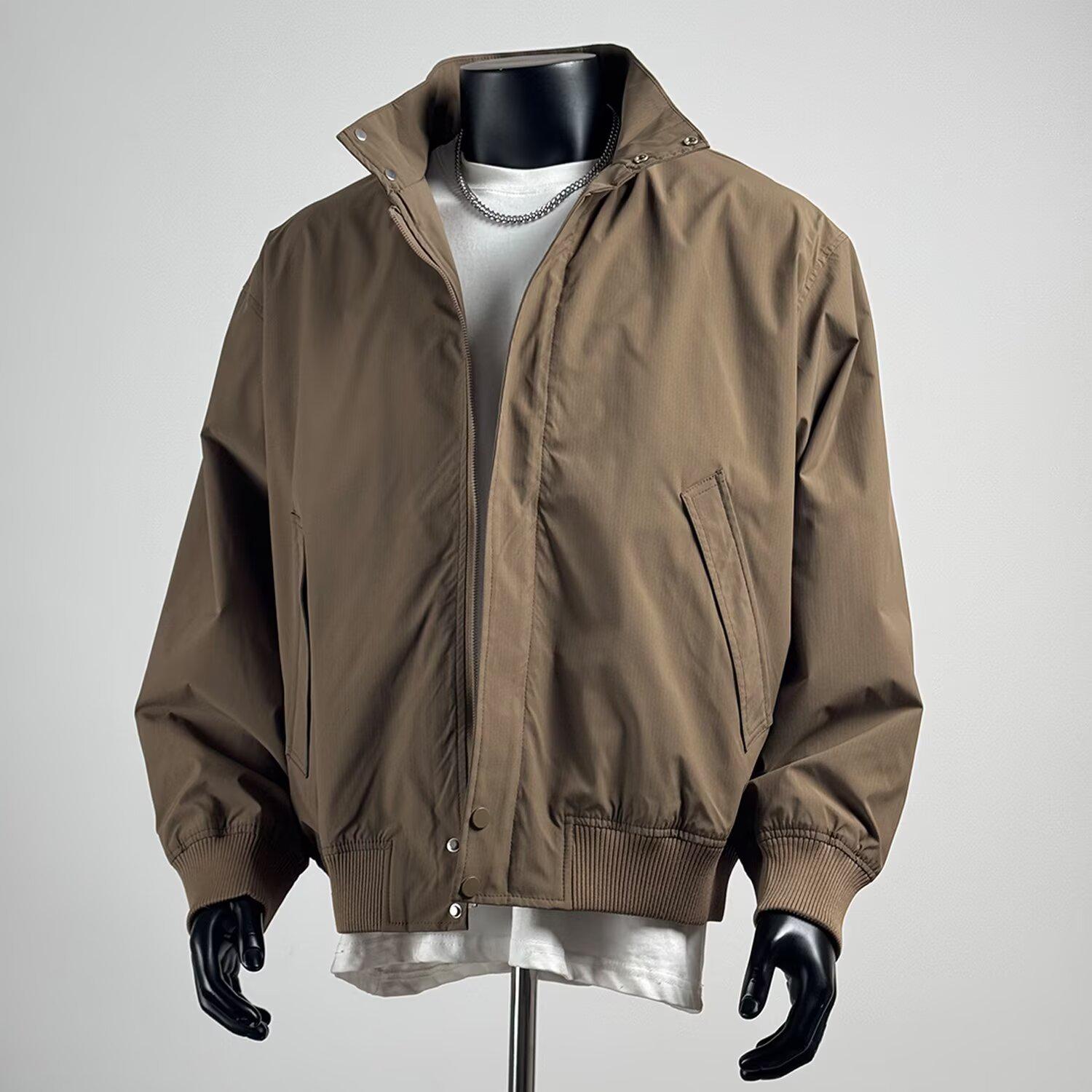 

Cross2025 Men s Spring/Autumn Korean Style Jacket - Casual Stand Collar Fashion Trend Outerwear 2XL хакі