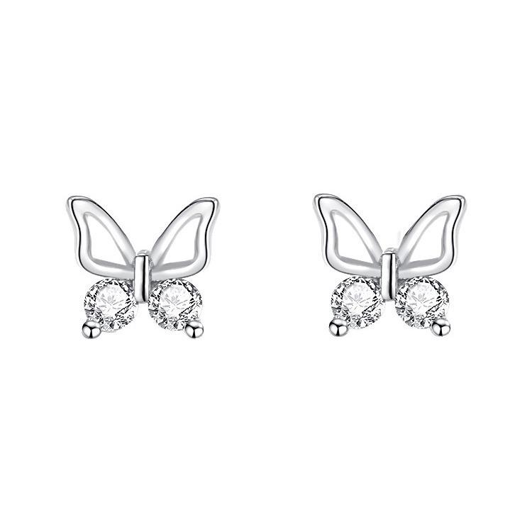 Butterfly Cubic Zirconia Stud Earrings for Women - Elegant, Simple, and Versatile Design