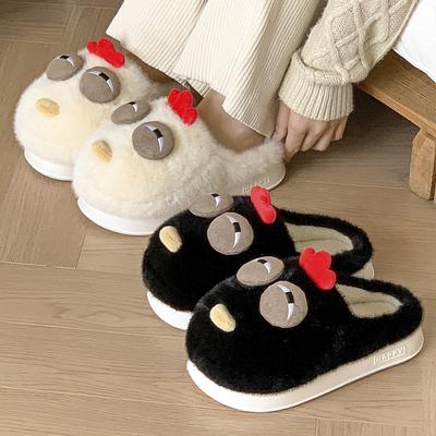 Internet Celebrities Funny Bowl Chicken Cartoon Wool Cotton Slippers Winter Indoor Thick Sole Heightening Non-slip Warm Shoes