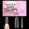 240Pcs Short Almond Soft Gel X Nail Tips Full Cover Coffin Stiletto Frosted Matte Fake Nails Press On Nails Diy Salon Manicure
