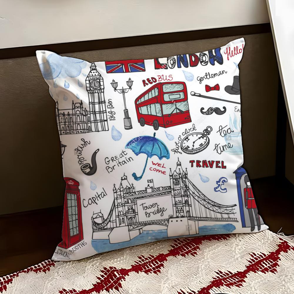 LOVE England Printed Cushion Cover Reversible Soft Durable Pillow Cover Home  Car MultiScene Use for Daily Comfort