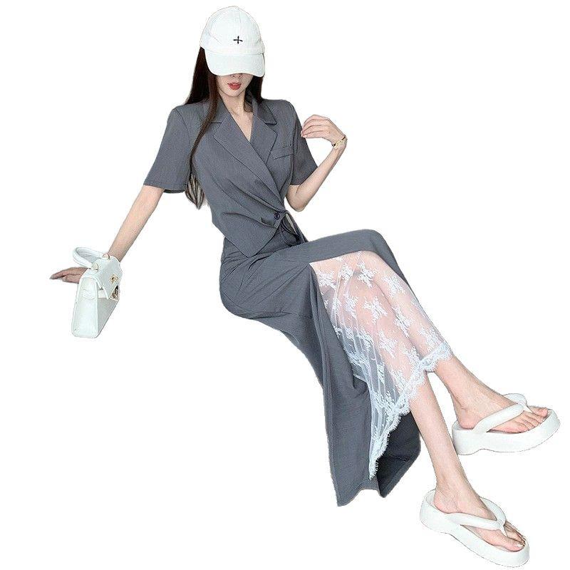 Elegant Women's Two-Piece Set: High-Grade Slim Strap Suit Top & High-Waist Lace Skirt