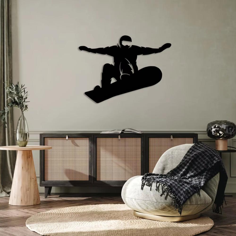 Decorazione Murale in Metallo Snowboarder - Arte Metallica Sci. Decorazione da Parete Sportiva. Arte del Ferro. Decorazione Murale. Ornamento Murale Sportivo. Opera d'arte in ferro.