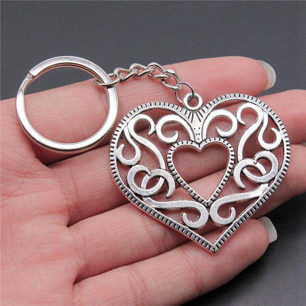 28mm Key Ring Couple Heart Love Minimalist Jewelry Components QY016