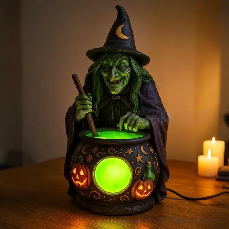 Witch Lamp Halloween Decorative Accessory Witch Table Lamp
